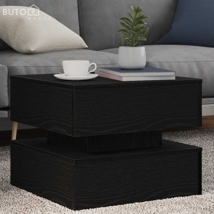 vidaXL fekete tölgyszínű dohányzóasztal LED-lámpákkal 50 x 50 x 40 cm