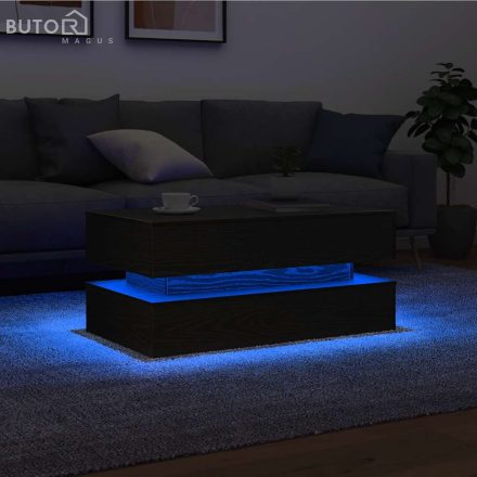 vidaXL fekete tölgy dohányzóasztal LED-lámpákkal 90x50x40 cm