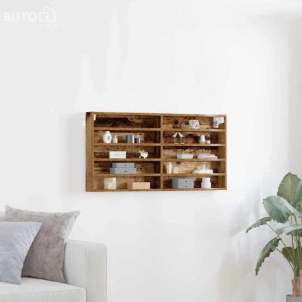 vidaXL Kiállító Szekrény polcokkal Öreg fa 100 x 8.5 x 50 cm Faanyag