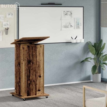 vidaXL Pódium fiókkal polcokkal Régi fa 55 x 55 x 107 cm Faanyag
