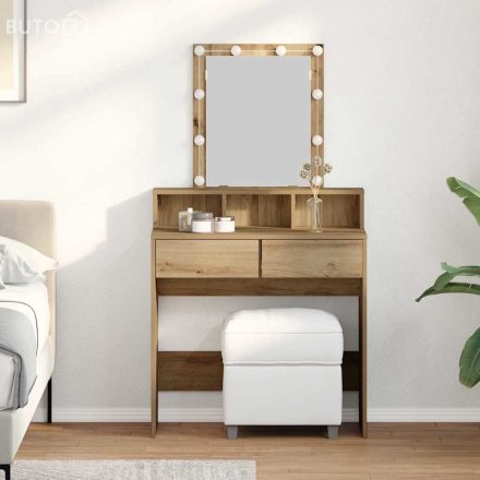 vidaXL Sminktükör fiókkal kézműves tölgy 80 x 41 x 144,5 cm Faanyag