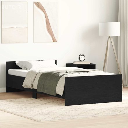 vidaXL fekete tölgy színű szerelt fa ágykeret matrac nélkül 90x200 cm