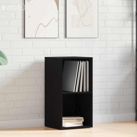 vidaXL fekete tölgy szerelt fa LP tárolódoboz 71x34x36 cm