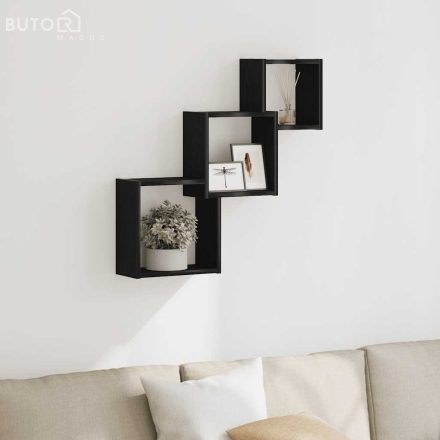 vidaXL fekete tölgy színű szerelt fa fali kocka polcok 68x15x68 cm