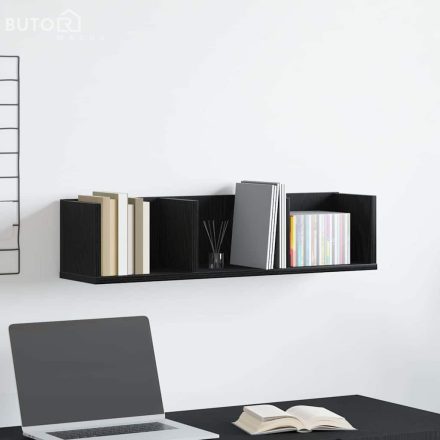 vidaXL Falpolc polcokkal tárolóval Musta tammi 75 x 18 x 18 cm Faanyag