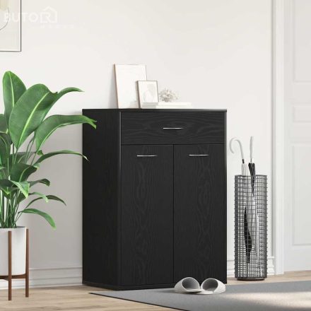 vidaXL Cipőtartó fiókkal polcokkal Musta tammi 60 x 35 x 84 cm Faanyag