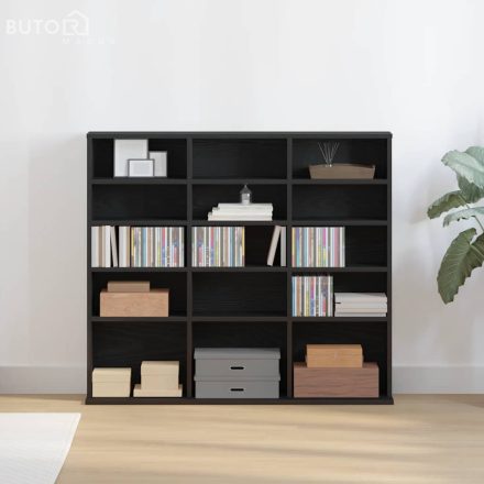 vidaXL fekete tölgyszínű szerelt fa CD-szekrény 100x23x89,5 cm