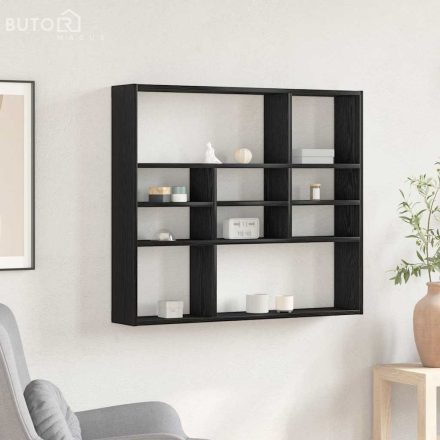 vidaXL fekete tölgy színű szerelt fa fali polc 90 x 16 x 78 cm