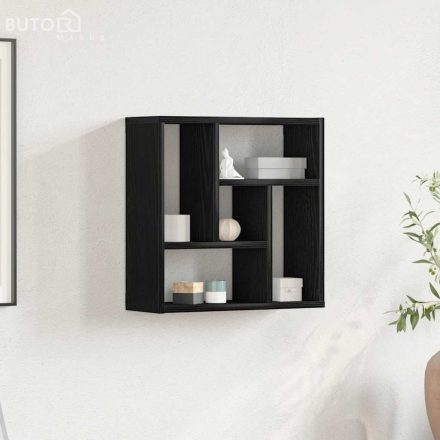 vidaXL fekete tölgy színű szerelt fa fali polc 45x16x45 cm
