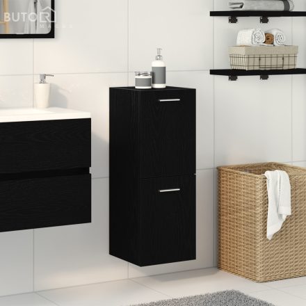 vidaXL Fekete Tölgy Fürdőszoba Faliszekrény 30x30x80 cm Műanyag