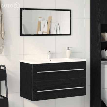 vidaXL fekete tölgy színű szerelt fa mosdószekrény 80 x 38,5 x 48 cm