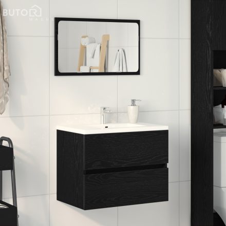 vidaXL fekete tölgy színű szerelt fa mosdószekrény 60x38,5x45 cm