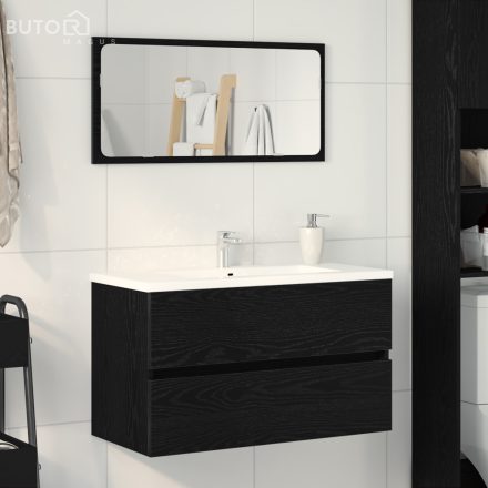vidaXL fekete tölgy színű szerelt fa mosdószekrény 80 x 38,5 x 45 cm