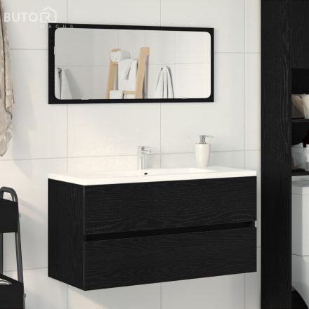 vidaXL fekete tölgy színű szerelt fa mosdószekrény 90 x 38,5 x 45 cm
