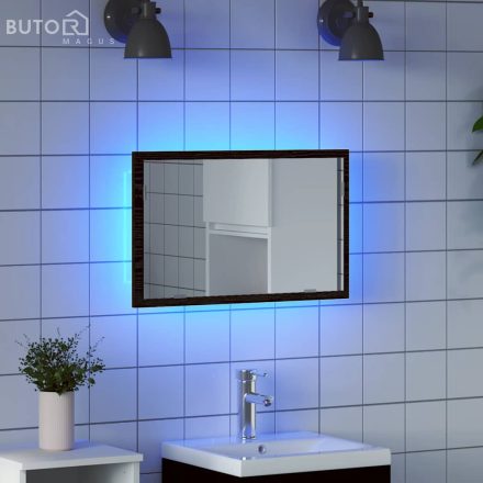 vidaXL fekete tölgy fürdőszoba tükör LED világítással 60x8,5x37 cm