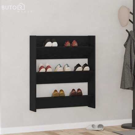 vidaXL Fali cipőtartó 2 pcs Musta tammi 80 x 18 x 90 cm Faanyag