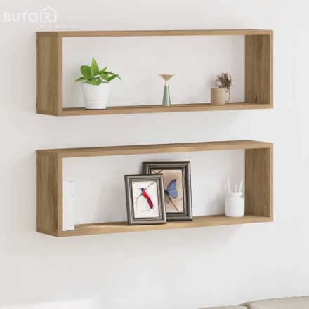 vidaXL Fali Polc 2 pcs Kézműves tölgy 80 x 15 x 26 cm Faanyag