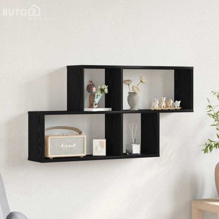 vidaXL Falpolc polcokkal tárolóval Musta tammi 76 x 15 x 53 cm Faanyag