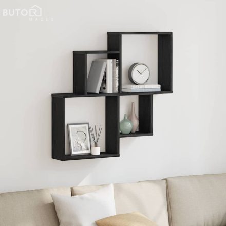 vidaXL Fali Kocka Polc polcokkal Musta tammi 80 x 15 x 78.5 cm Faanyag
