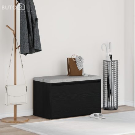 vidaXL Fészek Pad Fekete Tölgy 80x40x45 cm Mérnöki Fa