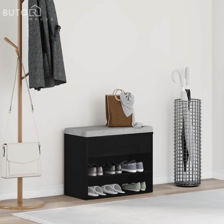 vidaXL Cipőpad polcokkal tárolóval Musta tammi 60 x 30 x 45 cm Faanyag