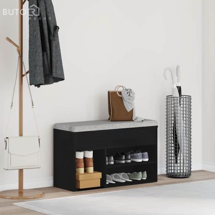 vidaXL Cipőpad polcokkal tárolóval Musta tammi 60 x 30 x 45 cm Faanyag