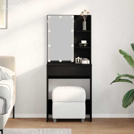 vidaXL Öltözködőasztal fiókkal Musta tammi 60 x 40 x 140 cm Faanyag