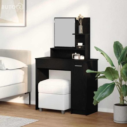 vidaXL Öltözködőasztal fiókkal Musta tammi 86.5 x 35 x 136 cm Faanyag