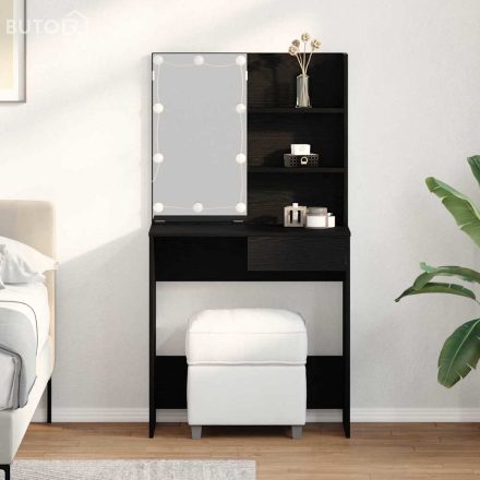vidaXL Öltözködőasztal fiókkal Musta tammi 74.5 x 40 x 141 cm Faanyag