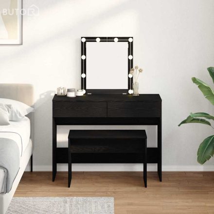 vidaXL Öltözködő szék Fekete tölgy 70x35x45 cm MDF