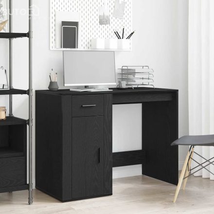 vidaXL Asztal fiókkal tárolóval Fekete tölgy 100 x 49 x 75 cm Faanyag