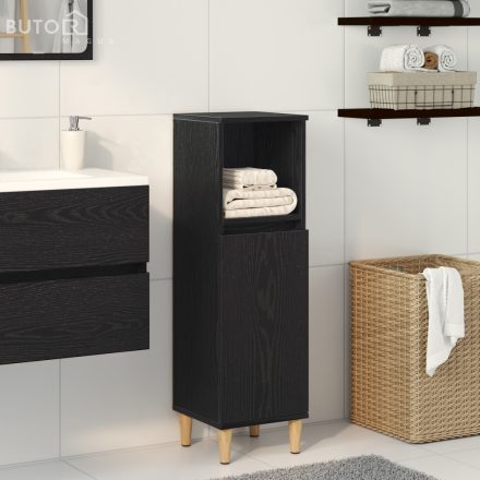 vidaXL Fürdőszoba Szekrény Fekete Tölgy 30x30x100 cm Mérnöki Fa