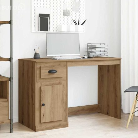 vidaXL Asztal fiókkal ajtóval kézműves tölgy 50 x 115 x 75 cm Faanyag