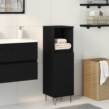 vidaXL Fürdőszobai szekrény Fekete tölgy 30x30x100 cm Mérnöki fa
