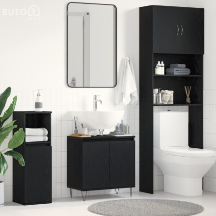 vidaXL Fürdőszobai Mosdószekrény Fekete Tölgy 58x33x60 cm Mérnöki Fa