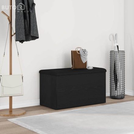 vidaXL Tárolópad párnával ajtóval Fekete tölgy 82 x 42 x 45 cm Faanyag
