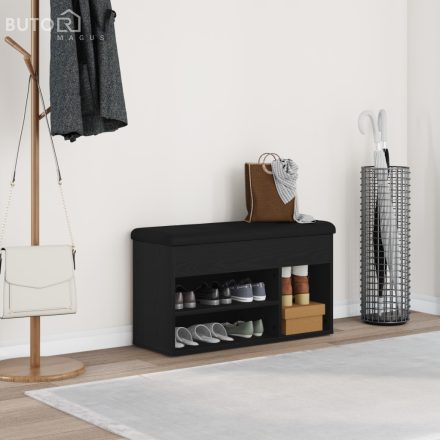 vidaXL Tárolópad Fekete Tölgy 80x30x45 cm Mérnöki Fa