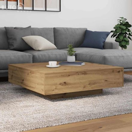vidaXL Dohányzóasztal kézműves tölgy 100 x 100 x 31 cm Faanyag
