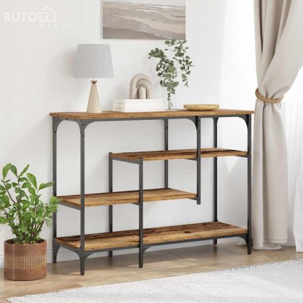 vidaXL Konzolasztal Régi Fa 100x35x75 cm Mérnöki Fa és Acél