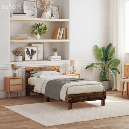 vidaXL Ágykeret LED -es lámpákkal Régi fa 100 x 200 cm Faanyag