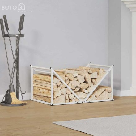 vidaXL fehér hidegen hengerelt acél tűzifatároló 70x43x34,5 cm