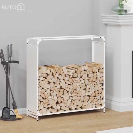 vidaXL fehér hidegen hengerelt acél tűzifatároló 90x28x90 cm