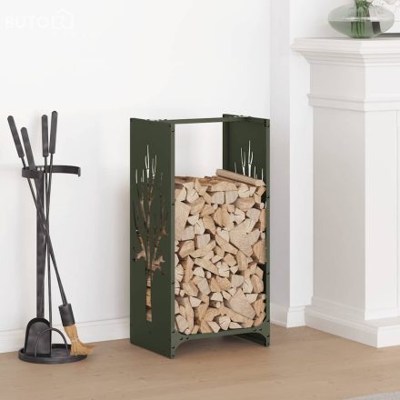vidaXL olívazöld hidegen hengerelt acél tűzifatároló 40x30x80 cm