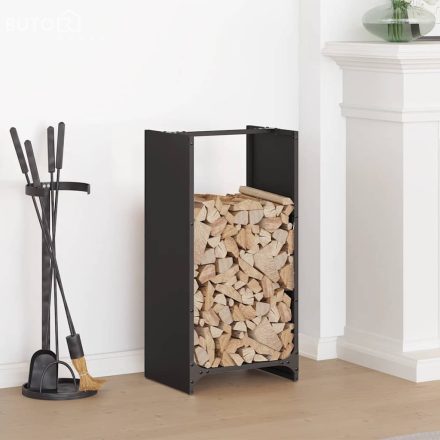 vidaXL fekete hidegen hengerelt acél tűzifatároló 40x30x80 cm