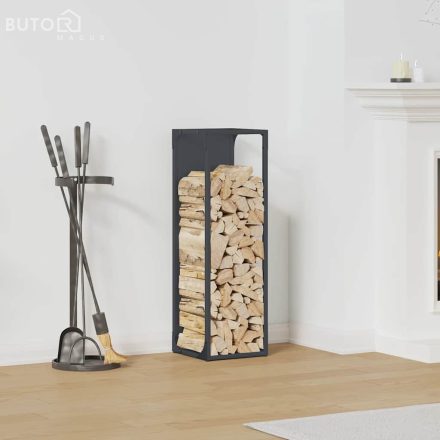 vidaXL antracitszürke hidegen hengerelt acél tűzifatároló 25x25x80 cm