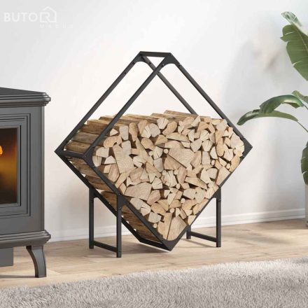 vidaXL fekete hidegen hengerelt acél tűzifatároló 80x25x80 cm