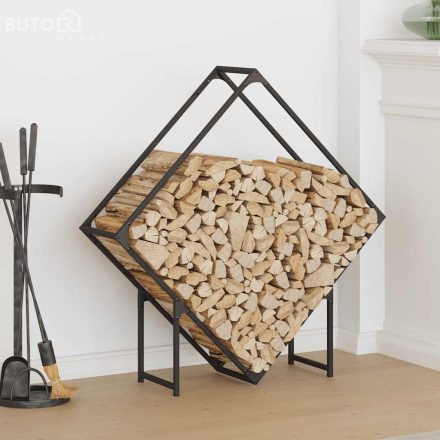 vidaXL fekete hidegen hengerelt acél tűzifatároló 100x25x100 cm