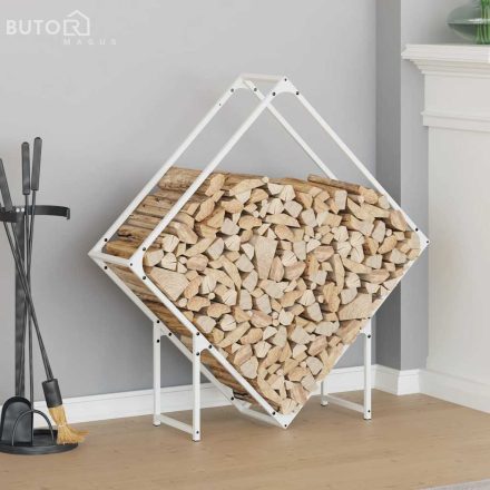 vidaXL fehér hidegen hengerelt acél tűzifatároló 100x25x100 cm
