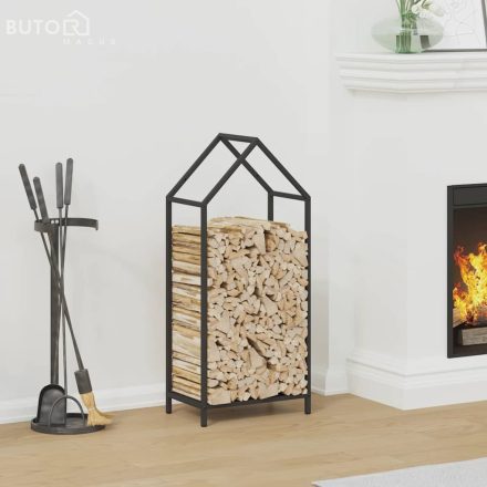 vidaXL fekete hidegen hengerelt acél tűzifatároló 40x25x90 cm