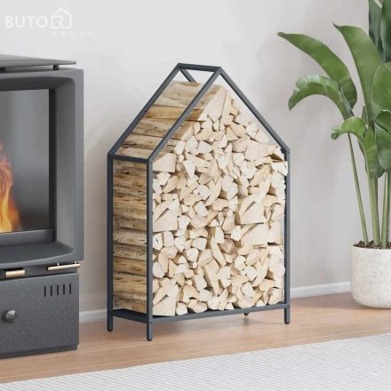 vidaXL antracitszürke hidegen hengerelt acél tűzifatároló 60x25x90 cm